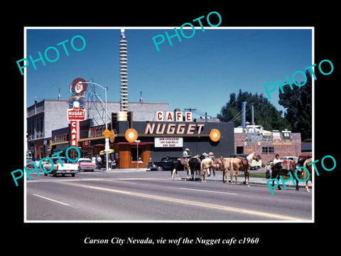 OLD LARGE HISTORIC PHOTO OF CARSON CITY NEVADA, VIEW OF THE NUGGET CAFE c1960