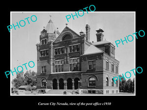 OLD LARGE HISTORIC PHOTO OF CARSON CITY NEVADA, VIEW OF THE POST OFFICE c1930