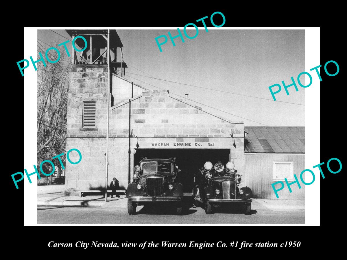 OLD LARGE HISTORIC PHOTO OF CARSON CITY NEVADA, THE WARREN FIRE STATION c1940