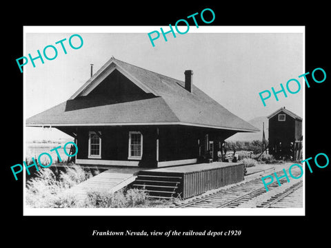 OLD LARGE HISTORIC PHOTO OF FRANKTOWN NEVADA, THE RAILROAD DEPOT STATION c1920