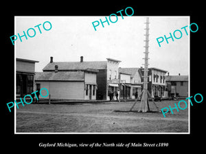 OLD LARGE HISTORIC PHOTO OF GAYLORD MICHIGAN, THE MAIN STREET & STORES c1890