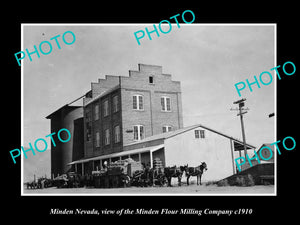 OLD LARGE HISTORIC PHOTO OF MINDEN NEVADA, VIEW OF THE FLOUR MILL Co c1910