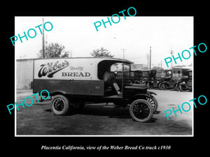 OLD LARGE HISTORIC PHOTO OF PLACENTIA CALIFORNIA, THE WEBERS BREAD TRUCK c1930 1