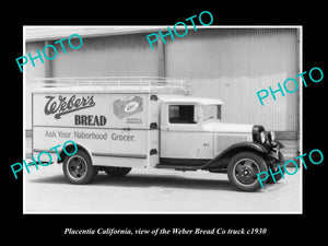 OLD LARGE HISTORIC PHOTO OF PLACENTIA CALIFORNIA, THE WEBERS BREAD TRUCK c1930 2