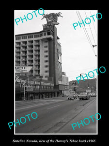 OLD LARGE HISTORIC PHOTO OF STATELINE NEVADA, VIEW OF THE HARVEYS HOTEL c1965