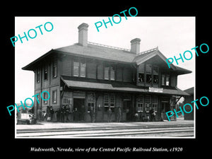 OLD LARGE HISTORIC PHOTO OF WADSWORTH NEVADA, THE RAILROAD DEPOT STATION c1920