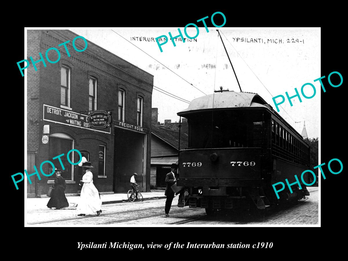 OLD HISTORIC PHOTO OF YPSILANTI MICHIGAN, THE INTERURBAN RAILROAD STATION c1910