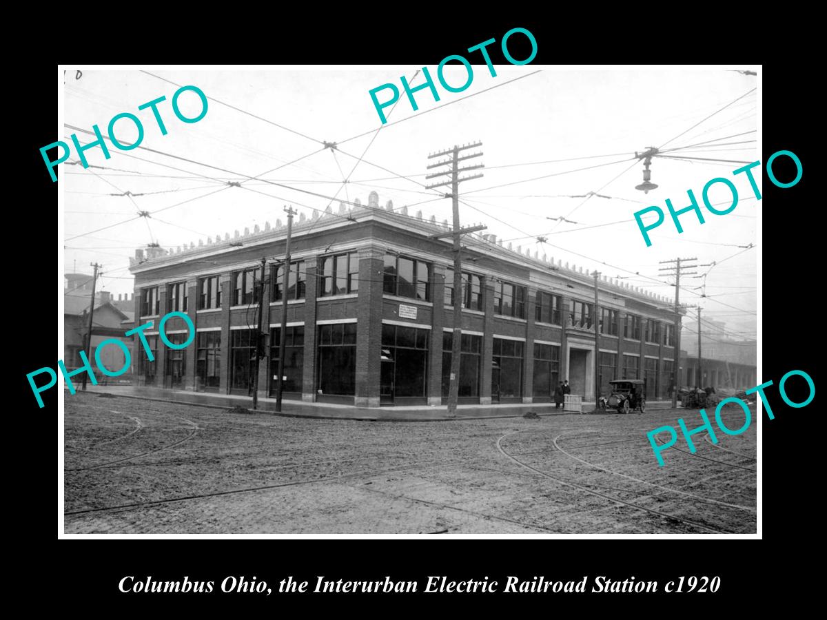 OLD LARGE HISTORIC PHOTO COLUMBUS OHIO, THE INTERURBAN RAILROAD STATION c1920