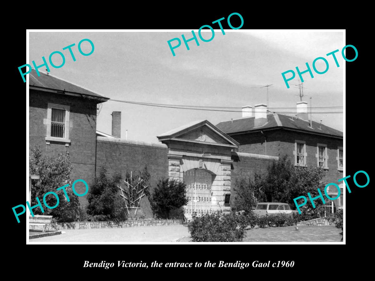 OLD LARGE HISTORIC PHOTO OF BENGIDO VICTORIA, THE BENDIGO GAOL ENTRANCE c1960