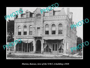 OLD LARGE HISTORIC PHOTO OF MARION KANSAS, VIEW OF THE YMCA BUILDING c1920