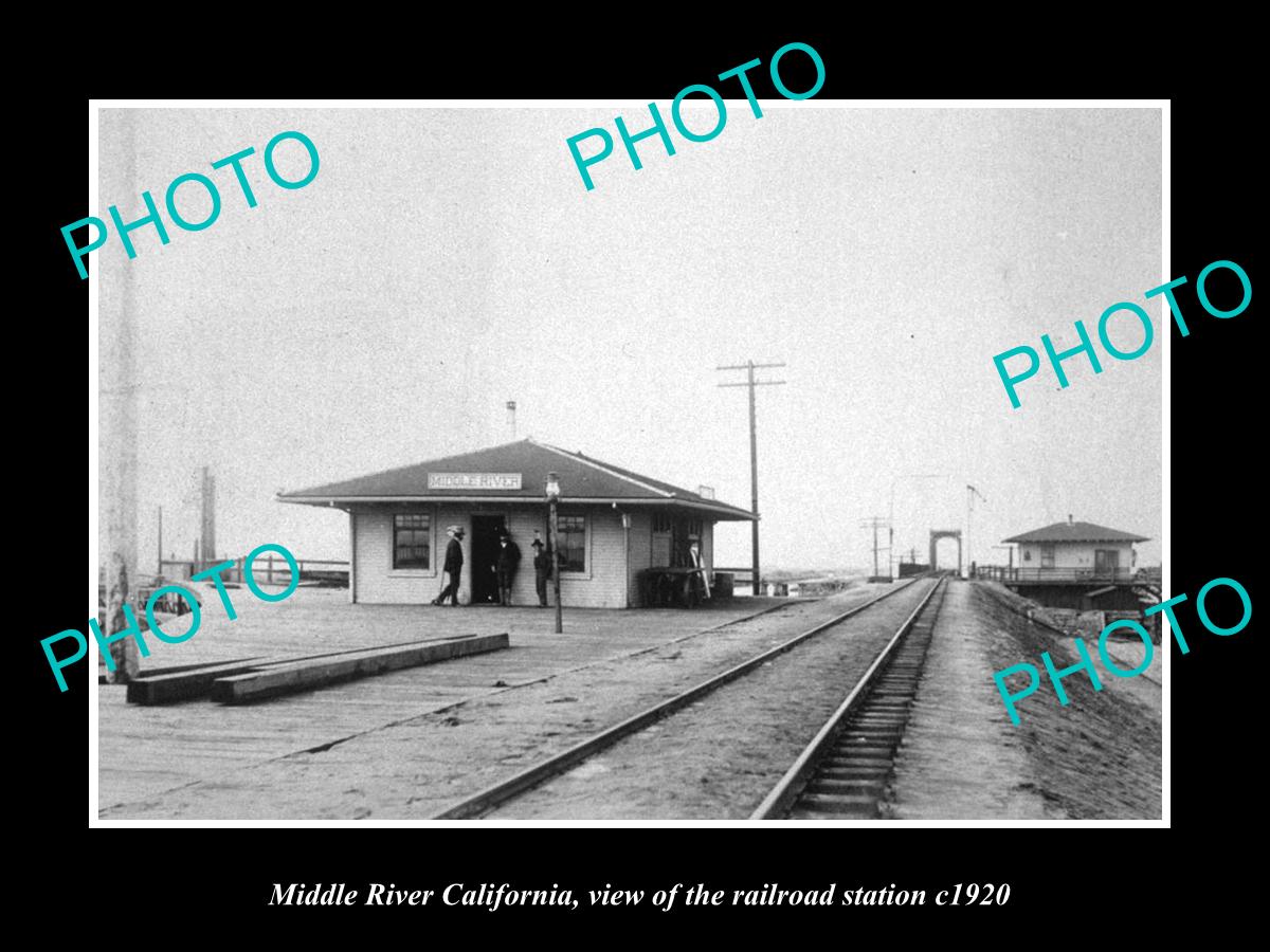 OLD LARGE HISTORIC PHOTO OF MIDDLE RIVER CALIFORNIA, THE RAILROAD STATION c1920