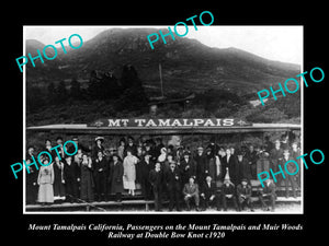 OLD LARGE HISTORIC PHOTO OF MOUNT TAMALPAIS CALIFORNIA, THE RAILROAD TRAIN c1920