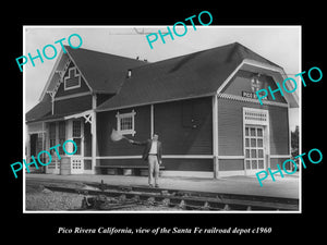 OLD LARGE HISTORIC PHOTO OF PICO RIVERA CALIFORNIA, THE RAILROAD DEPOT c1960