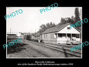 OLD LARGE HISTORIC PHOTO OF PLACERVILLE CALIFORNIA, THE SP RAILROAD DEPOT c1950