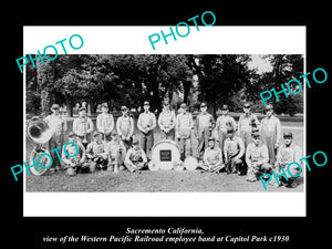 OLD LARGE HISTORIC PHOTO OF SACREMENTO CALIFORNIA, THE WP RAILROAD BAND c1930