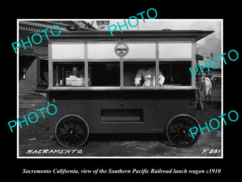 OLD LARGE HISTORIC PHOTO OF SACREMENTO CALIFORNIA, THE SP RAILROAD WAGON c1910