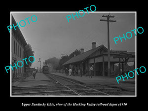 OLD LARGE HISTORIC PHOTO UPPER SANDUSKY OHIO, VIEW OF THE RAILROAD DEPOT c1910