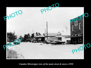 OLD LARGE HISTORIC PHOTO OF CAMDEN MISSISSIPPI, THE MAIN STREET & STORES c1950