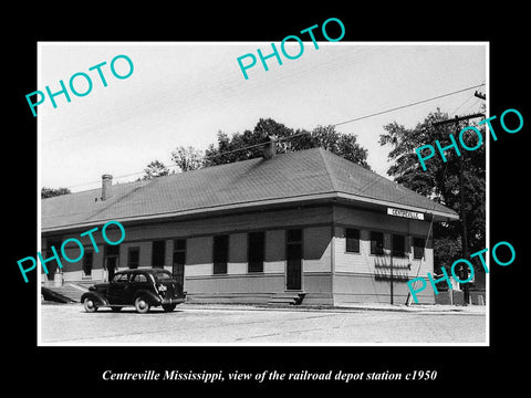 OLD LARGE HISTORIC PHOTO OF CENTREVILLE MISSISSIPPI, THE RAILROAD STATION c1950