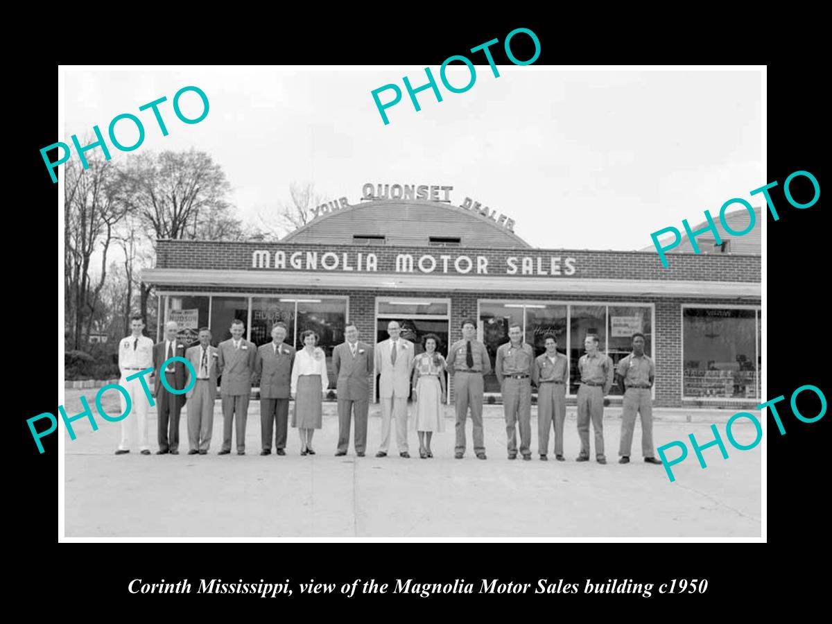 OLD LARGE HISTORIC PHOTO OF CORINTH MISSISSIPPI, MAGNOLIA MOTOR SALES STORE 1950