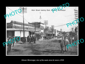 OLD LARGE HISTORIC PHOTO OF GLOSTER MISSISSIPPI, THE MAIN STREET & STORES c1920