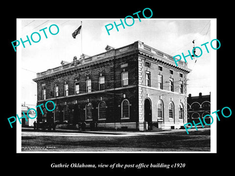 OLD LARGE HISTORIC PHOTO OF GUTHRIE OKLAHOMA, THE POST OFFICE BUILDING c1920