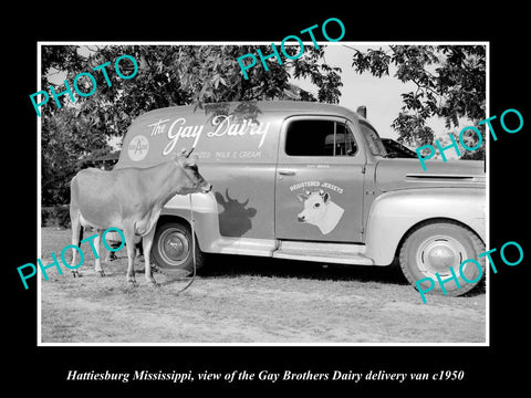 OLD LARGE HISTORIC PHOTO OF HATTIESBURG MISSISSIPPI, GAY Bros DAIRY TRUCK 1950 1