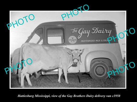 OLD LARGE HISTORIC PHOTO OF HATTIESBURG MISSISSIPPI, GAY Bros DAIRY TRUCK 1950 2