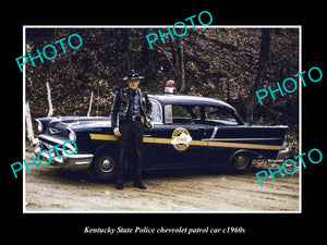 OLD LARGE HISTORIC PHOTO OF THE KENTUCKY STATE POLICE CHEVROLET PATROL CAR c1960