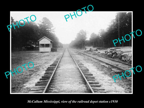 OLD LARGE HISTORIC PHOTO OF McCALLUM MISSISSIPPI, THE RAILROAD STATION c1930