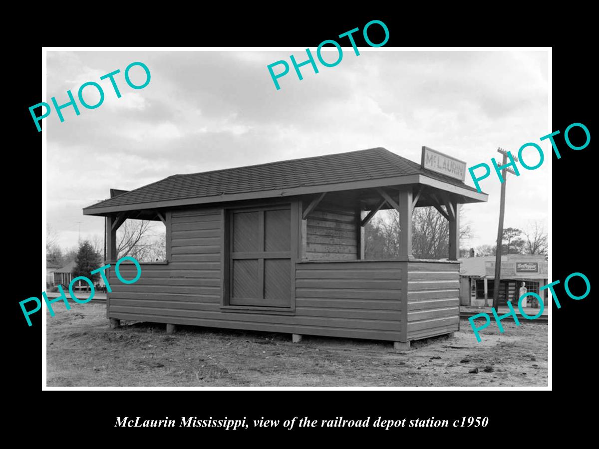 OLD LARGE HISTORIC PHOTO OF McLAURIN MISSISSIPPI, THE RAILROAD STATION c1950