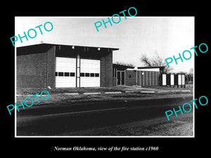 OLD LARGE HISTORIC PHOTO OF NORMAN OKLAHOMA, THE FIRE DEPARTMENT STATION c1960