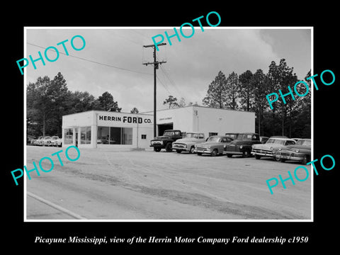 OLD LARGE HISTORIC PHOTO OF PICAYUNE MISSISSIPPI, THE FORD MOTOR GARAGE c1950