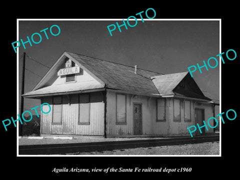 OLD LARGE HISTORIC PHOTO OF AGUILA ARIZONA, VIEW OF THE RAILROAD DEPOT c1960