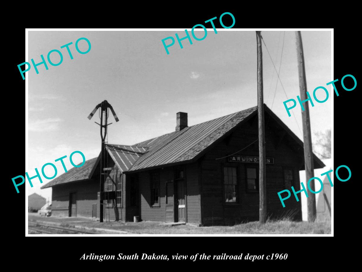 OLD LARGE HISTORIC PHOTO OF ARLINGTON SOUTH DAKOTA, THE RAILROAD DEPOT c1960