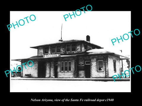 OLD LARGE HISTORIC PHOTO OF NELSON ARIZONA, VIEW OF THE RAILROAD DEPOT c1940