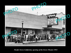 OLD HISTORIC PHOTO OF PACIFIC GROVE CALIFORNIA, OPENING OF GROVE THEATER c1953