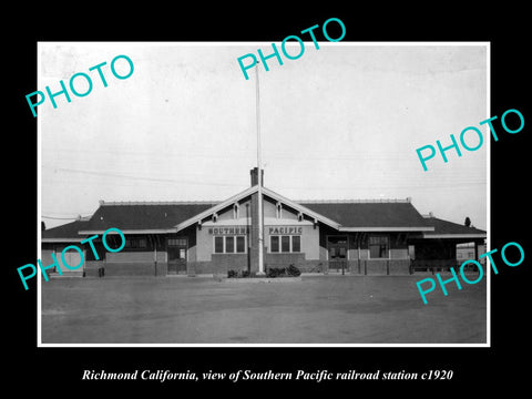 OLD LARGE HISTORIC PHOTO OF RICHMOND CALIFORNIA, VIEW OF THE RAILROAD DEPOT 1920