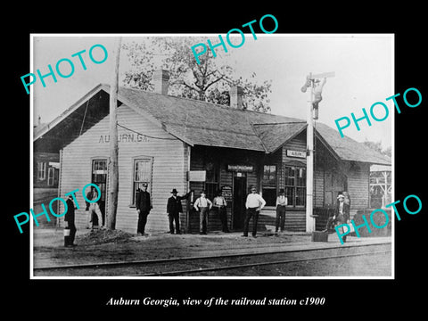 OLD LARGE HISTORIC PHOTO AUBURN GEORGIA, VIEW OF THE RAILROAD STATION c1900