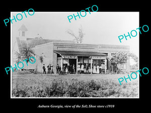 OLD LARGE HISTORIC PHOTO AUBURN GEORGIA, VIEW OF THE SELZ SHOE STORE c1910