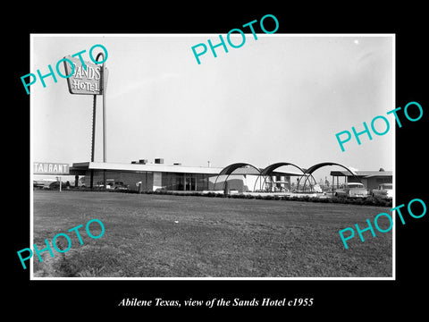 OLD LARGE HISTORIC PHOTO OF ABILENE TEXAS, VIEW OF THE SANDS HOTEL c1955