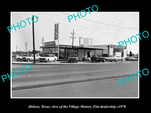 OLD LARGE HISTORIC PHOTO OF ABILENE TEXAS, THE FIAT CAR DEALERSHIP c1970