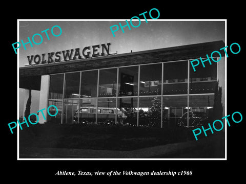 OLD LARGE HISTORIC PHOTO OF ABILENE TEXAS, THE VOLKSWAGEN CAR DEALERSHIP c1960