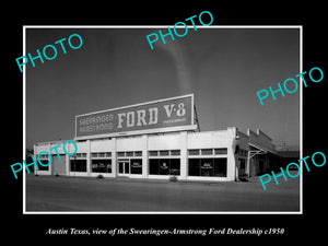 OLD LARGE HISTORIC PHOTO OF AUSTIN TEXAS, THE FORD MOTORS CAR DEALERSHIP c1950