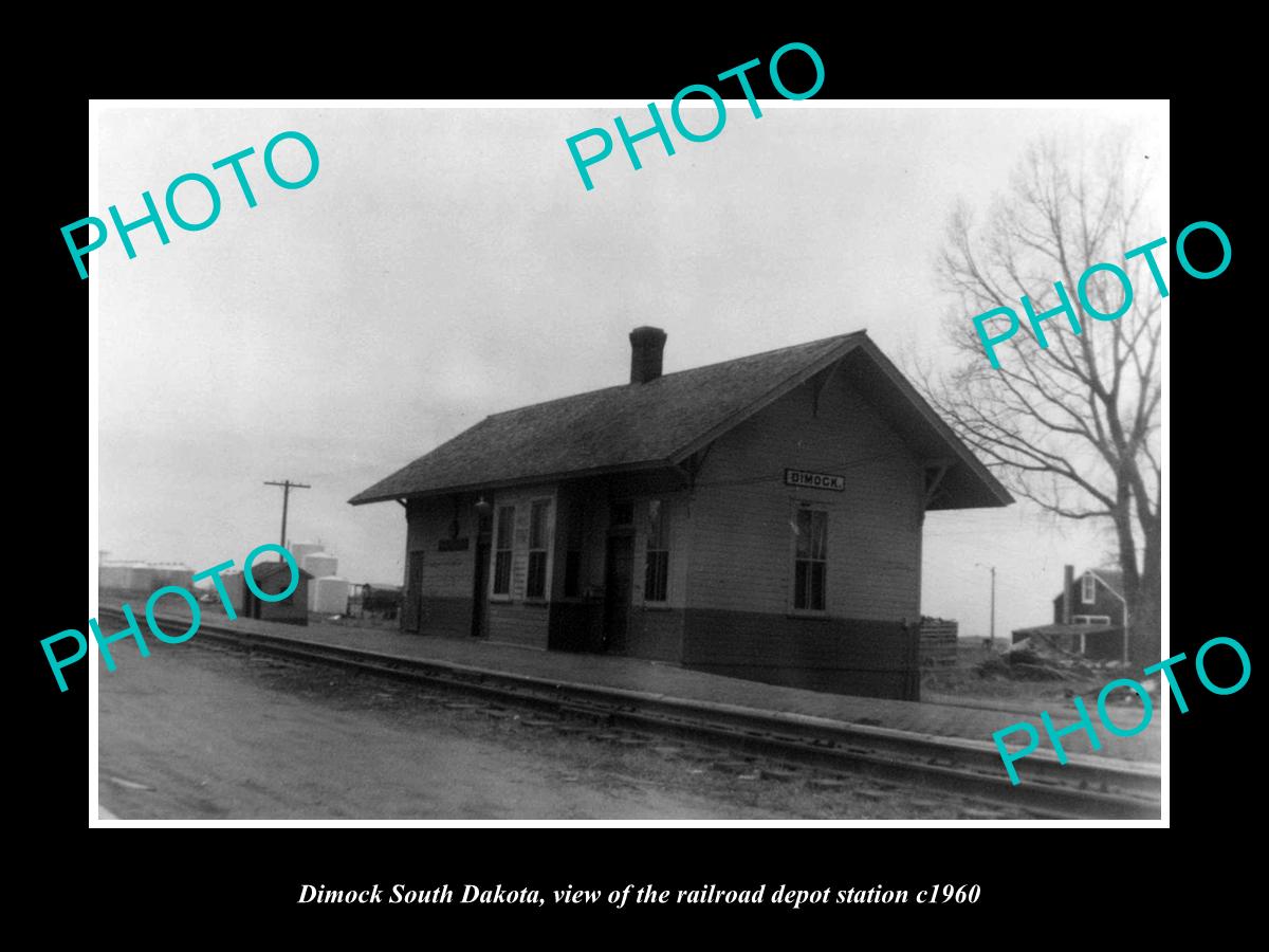 OLD LARGE HISTORIC PHOTO OF DIMOCK SOUTH DAKOTA, RAILROAD DEPOT STATION c1960