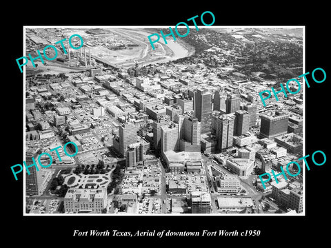 OLD LARGE HISTORIC PHOTO OF FORT WORTH TEXAS, AERIAL VIEW OF THE CITY c1950 1