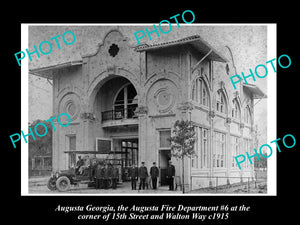 OLD LARGE HISTORIC PHOTO AUGUSTA GEORGIA, VIEW OF THE FIRE DEPARTMENT c1915