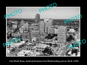 OLD LARGE HISTORIC PHOTO OF FORT WORTH TEXAS, AERIAL VIEW OF THE CITY c1950 2