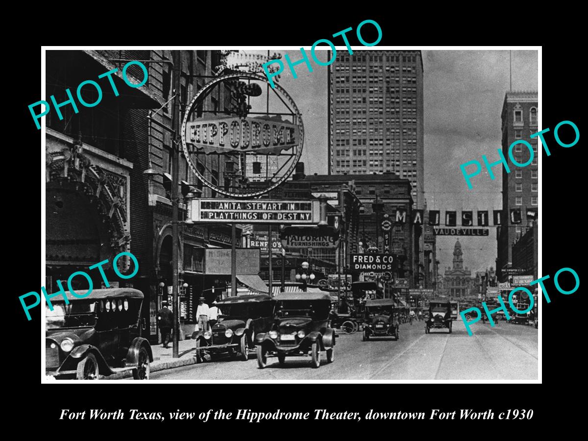 OLD LARGE HISTORIC PHOTO OF FORT WORTH TEXAS, THE HIPPODROME THEATER c1930