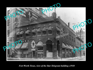 OLD LARGE HISTORIC PHOTO OF FORT WORTH TEXAS, THE STAR TELEGRAM BUILDING c1910